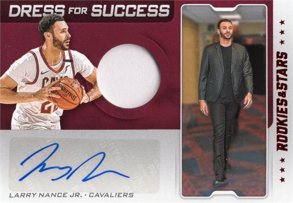 737547 Larry Nance Jr. Autographed Player Worn Jersey Patch Basketball Card - Cleveland Cavaliers 2020 Panini Chronicles No.DFLNJ