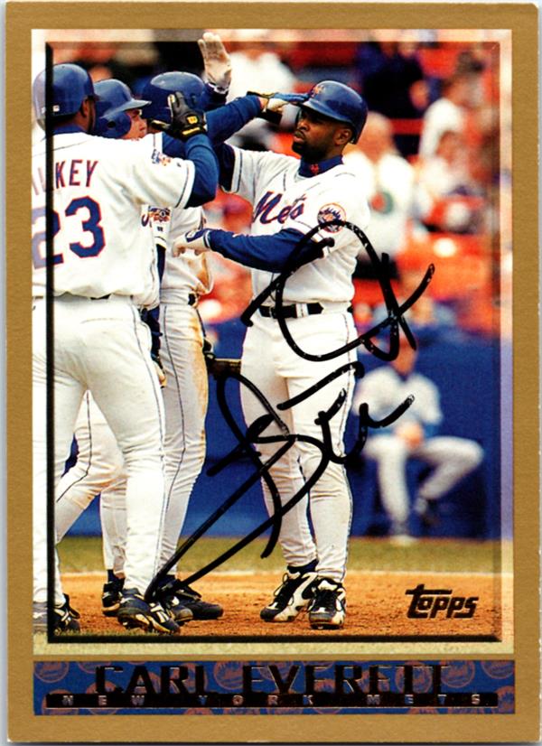 781761 Carl Everett Autographed Baseball Card -   York Mets 1998 Topps No.157