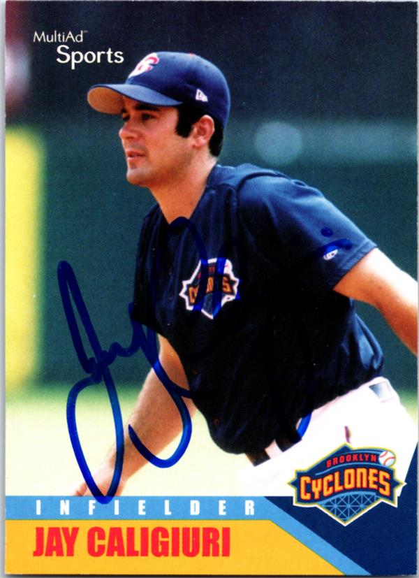 781906 Jay Caligiuri Autographed Baseball Card - Brooklyn Cyclones, Mets 2002 Multiad Sports No.10