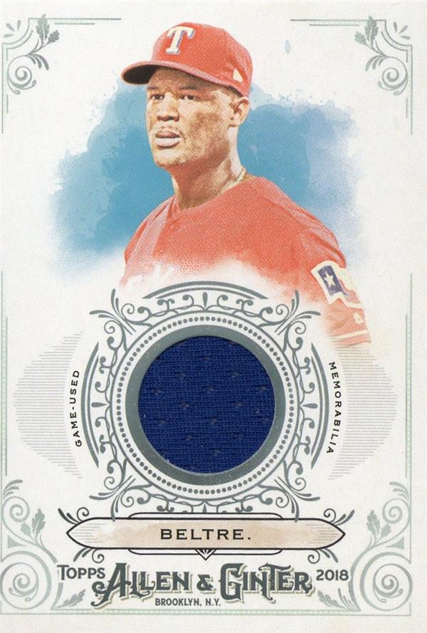 782540 Adrian Beltre Player Worn Jersey Patch Baseball Card - Texas Rangers 2018 Topps Allen & Ginter No.FSRBAE