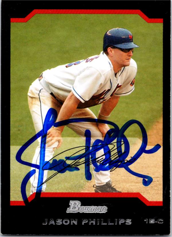 782636 Jason Phillips Autographed Baseball Card -   York Mets, LC 2004 Bowman No.93