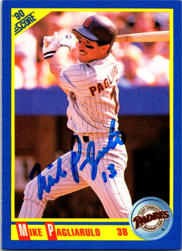 782648 Mike Pagliarulo Signed Baseball Card - San Diego Padres 1990 Score No.494