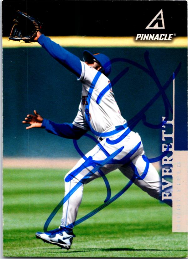 781756 Carl Everett Autographed Baseball Card -   York Mets 1998 Pinnacle No.124
