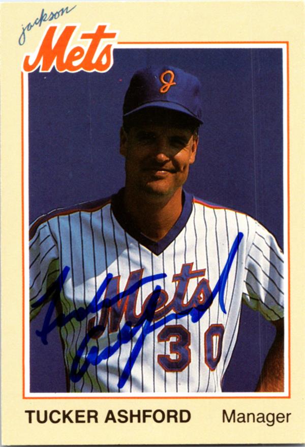 782675 Tucker Ashford Autographed Baseball Card - Jackson Mets 1987 Coca Cola No.4