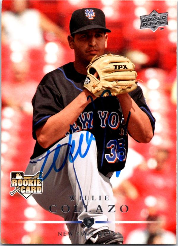 782726 Willie Collazo Autographed Baseball Card -   York Mets, LC 2008 Upper Deck Rookie No.312
