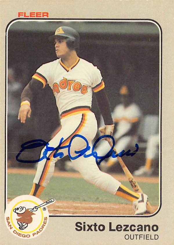 782733 Sixto Lezcano Autographed Baseball Card - San Diego Padres 1983 Fleer No.364