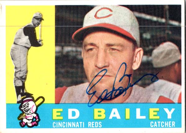 782814 Ed Bailey Autographed Baseball Card - Cincinnati Reds 1960 Topps No.411