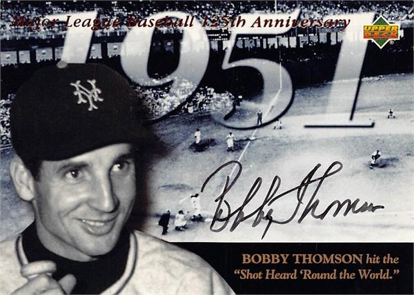 782831 Bobby Thomson Autographed Baseball Card -   York Giants 1994 Upper Deck No.115 All Time Heroes Gold