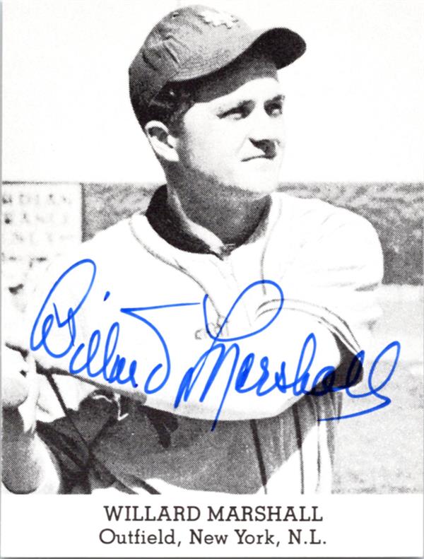 782930 Willard Marshall Autographed Baseball Card -   York Giants 1991 Tip Top Bread Reprint