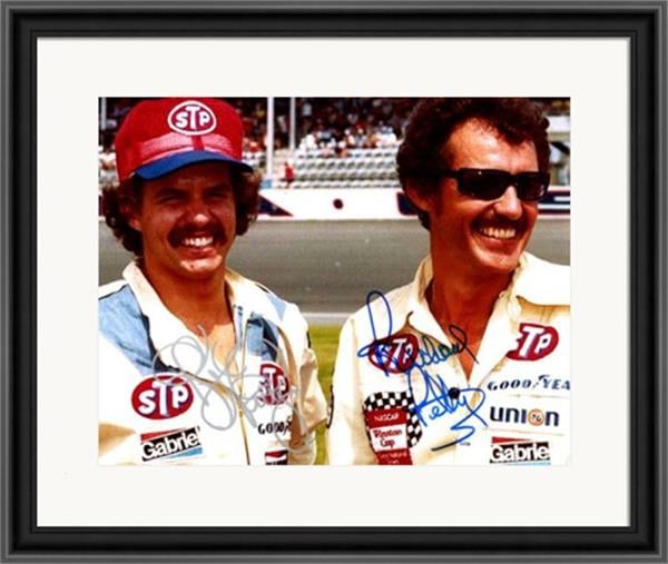 748108 Richard Petty & Kyle Petty Autographed 8 x 10 in. Photo - Auto Racing Legends No.1 Matted & Framed