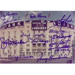 Picture of Autograph Warehouse 244457 7 x 10 Yankee Stadium Autographed Photo Signed by 14 Players Don Larsen Frank Crosetti Lou Burdette Tommy Byrne