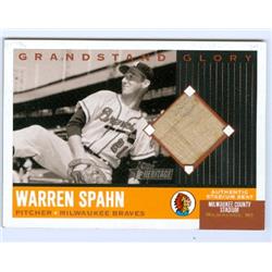 259566 Warren Spahn Trading Card 2002 Topps Heritage - No. GGWS with Piece Authentic Milwaukee County Stadium Seat