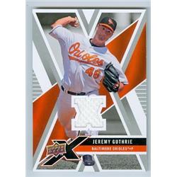 259567 Jeremy Guthrie Trading Card Game Used Jersey Swatch - Baltimore Orioles 2008 Upper Deck X - No. UDXMJG -  Autograph Warehouse