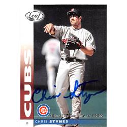 248457 Chris Stynes Autographed Baseball Card - Boston Red Sox signed by Chicago Cubs 2002 Leaf - No. 58 -  Autograph Warehouse