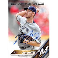 248042 Taylor Jungmann Autographed Baseball Card - Milwaukee Brewers 2016 Topps - No. 205 Future Stars -  Autograph Warehouse