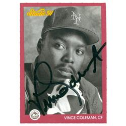 Picture of Autograph Warehouse 246830 Vince Coleman Autographed Baseball Card - New York Mets 1991 Donruss Studio - No. 202