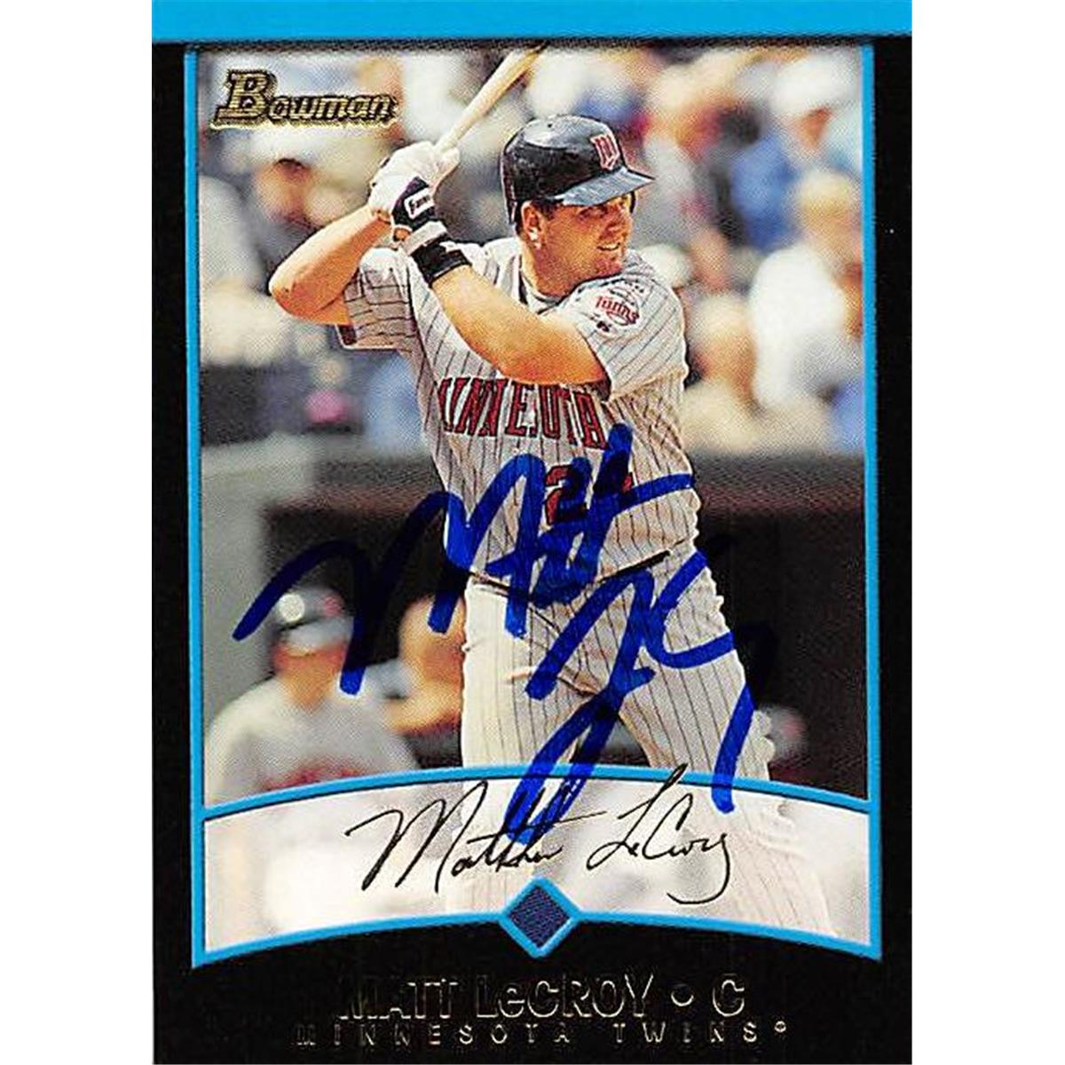 Matt LeCroy Autographed Baseball Card - Minnesota Twins 2001 Bowman - No. 294