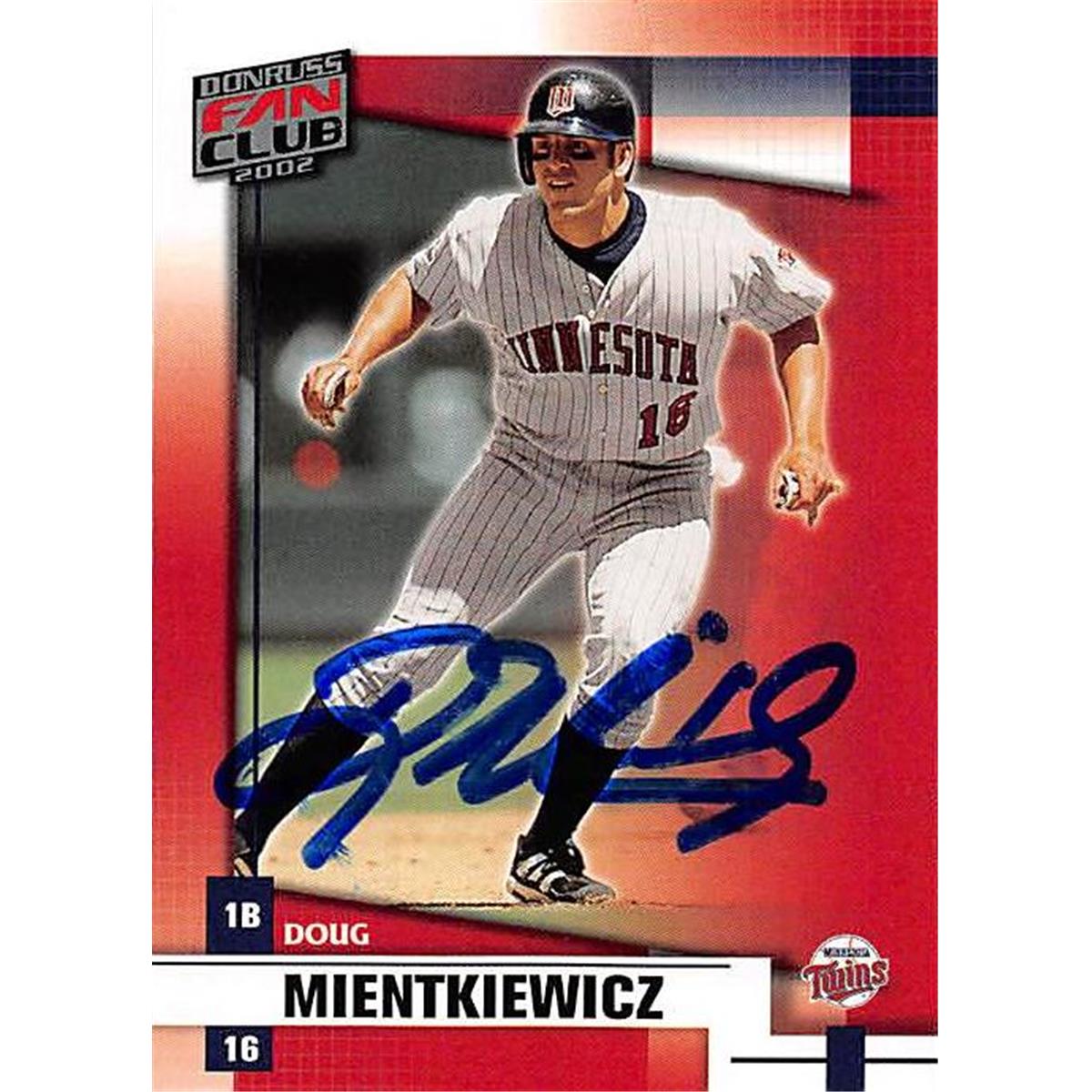 246262 Doug Mientkiewicz Autographed Baseball Card - Minnesota Twins 2002 Donruss Fan Club - No. 65