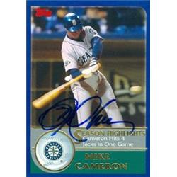 244929 Mike Cameron Autographed Baseball Card - Seattle Mariners 2002 Topps - No. 332 4 Home Run Game