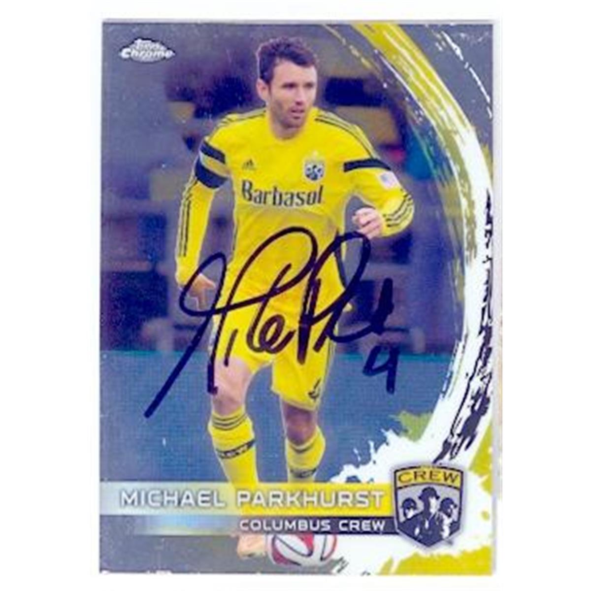 Michael Parkhurst Autographed Trading Card - Columbus Crew SC Soccer MLS 2014 Topps Chrome - No. 57