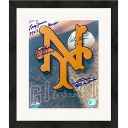 Autograph Warehouse 270620 New York Giants Autographed 8 x 10 in. Photo By Larry Jansen, Dusty Rhodes. Al Dark & Bobby Thomson Matted & Framed