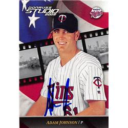 Adam Johnson autographed baseball card (Minnesota Twins, FT) 2002 Donruss Studio #119 - Baseball Slabbed Autographed Cards