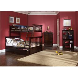Picture of Atlantic Furniture AB55244 Columbia Bunkbed with Urban Bed Drawers - Antique Walnut, Twin Over Full Size