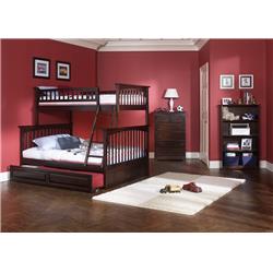 Picture of Atlantic Furniture AB55254 Columbia Bunkbed with Urban Trundle Bed - Antique Walnut, Twin Over Full Size