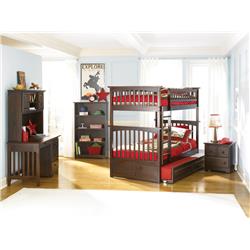 Picture of Atlantic Furniture AB55154 Columbia Bunkbed with Urban Trundle Bed - Antique Walnut, Twin Over Twin Size