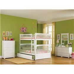 Picture of Atlantic Furniture AB55552 Columbia Bunkbed with Urban Trundle Bed - White, Full Over Full Size
