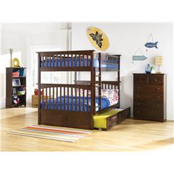 Picture of Atlantic Furniture AB55554 Columbia Bunkbed with Urban Trundle Bed - Antique Walnut, Full Over Full Size
