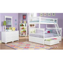 Picture of Atlantic Furniture AB55242 Columbia Bunkbed with Urban Bed Drawers - White&#44; Twin Over Full Size