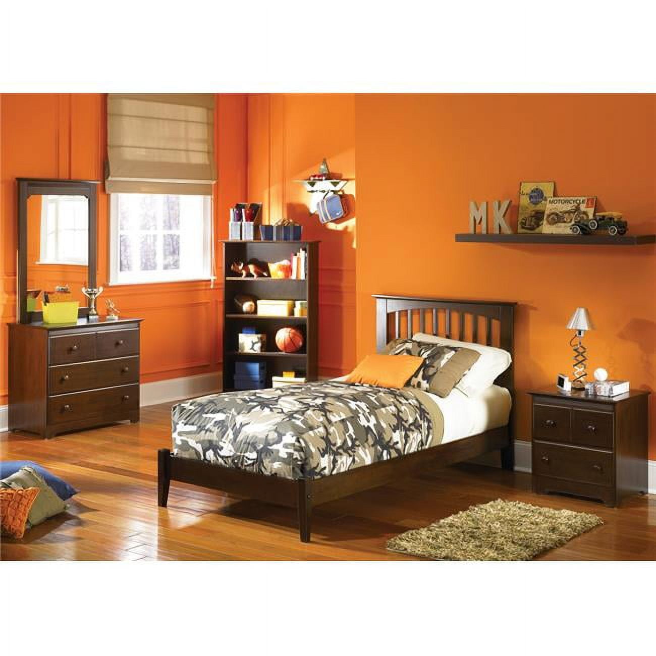 Picture of Atlantic Furniture AP9021004 Brooklyn Open Foot Bed - Antique Walnut, Twin Size