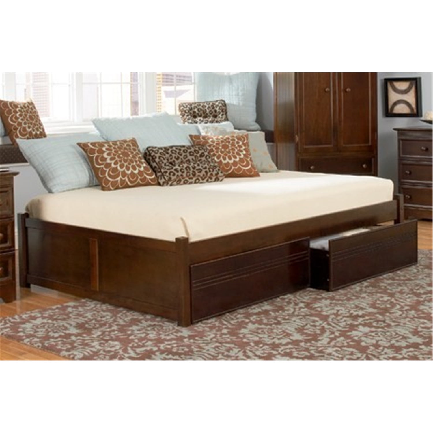 Picture of Atlantic Furniture AP8123004 Concord Flat Panel Footboard x 2 - Antique Walnut, Twin Size