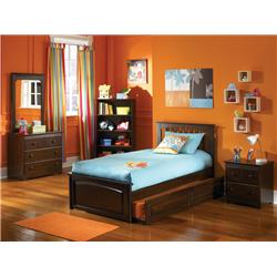 Picture of Atlantic Furniture AP9022014 Brooklyn Flat Panel Footboard with Trundle Bed - Antique Walnut&#44; Twin Size