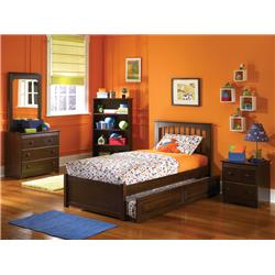 Picture of Atlantic Furniture AP9021014 Brooklyn Open Footrails with Trundle Bed - Antique Walnut&#44; Twin Size