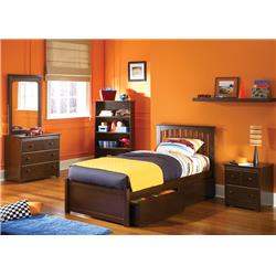 Picture of Atlantic Furniture AP9051114 Brooklyn Open Footrails with Bed Storage Drawers - Antique Walnut&#44; King Size
