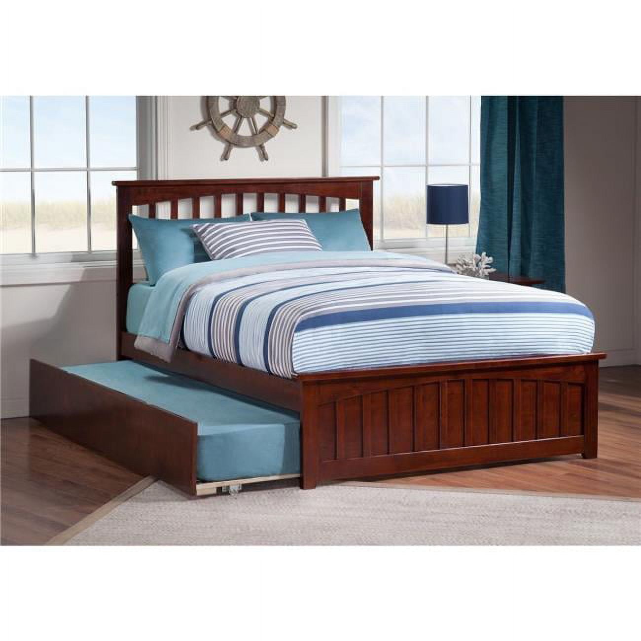 AR8736014 Mission Match Footboard with Urban Trundle Bed - Antique Walnut, Full Size -  Atlantic Furniture