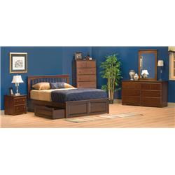 Picture of Atlantic Furniture AP9052134 Brooklyn Flat Panel Footboard with Raised Panel Bed Storage Drawers - Antique Walnut&#44; King Size