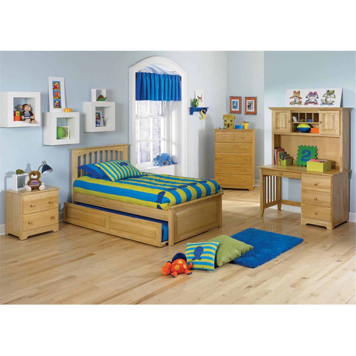 Picture of Atlantic Furniture AP9022012 Brooklyn Flat Panel Footboard with Trundle Bed - White&#44; Twin Size