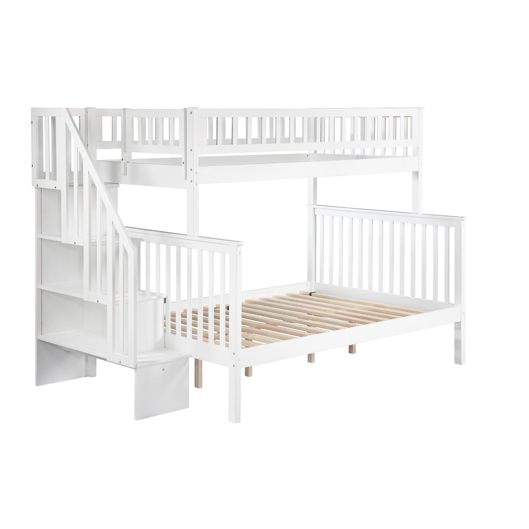 Picture of Atlantic Furniture AB56702 Woodland Staircae Bunk Bed, White - Twin & Full