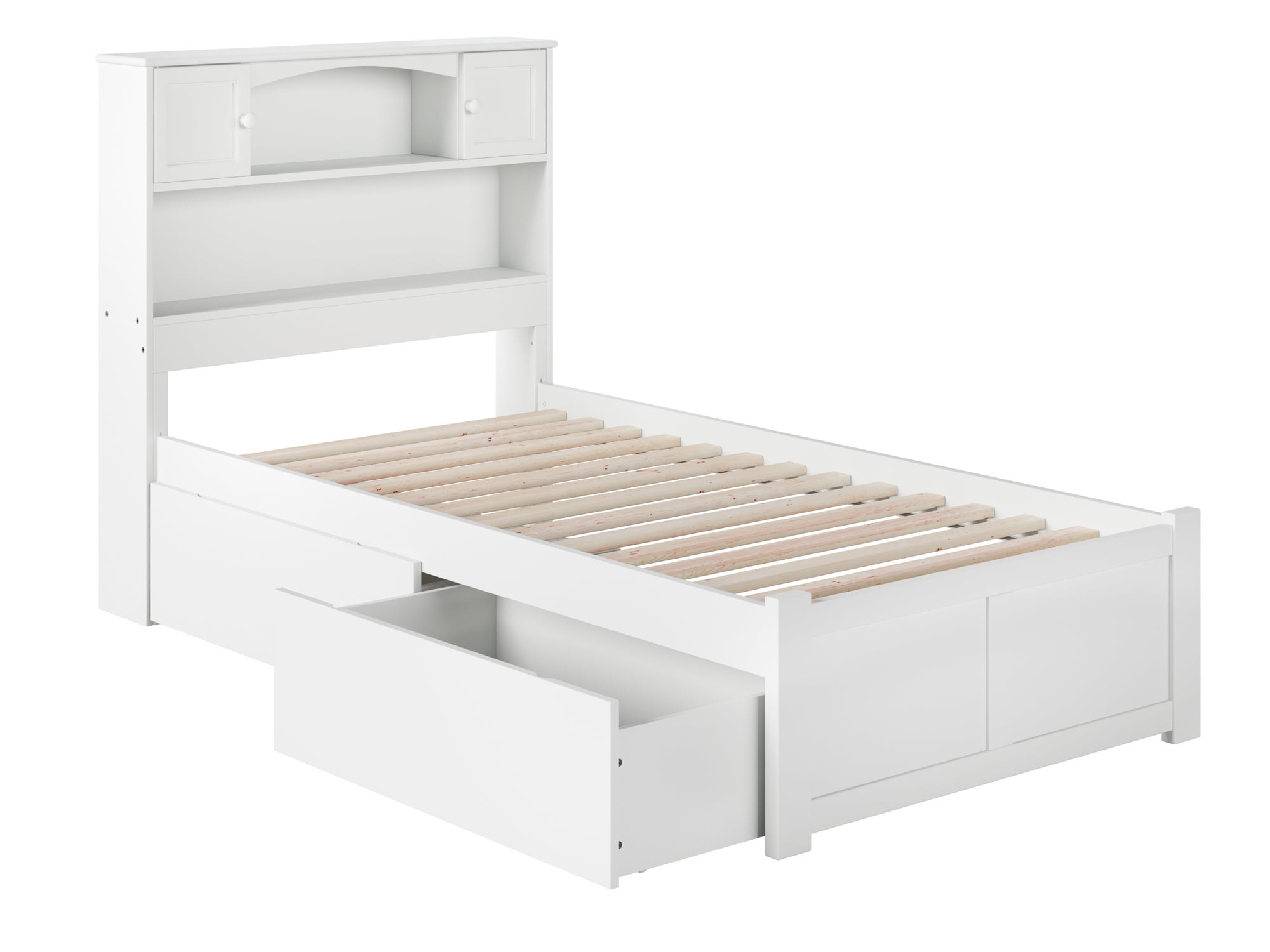 Picture of Atlantic Furniture AR8512112 Newport Flat Panel Foot Board with Urban Bed Drawers, White - Twin Extra Large