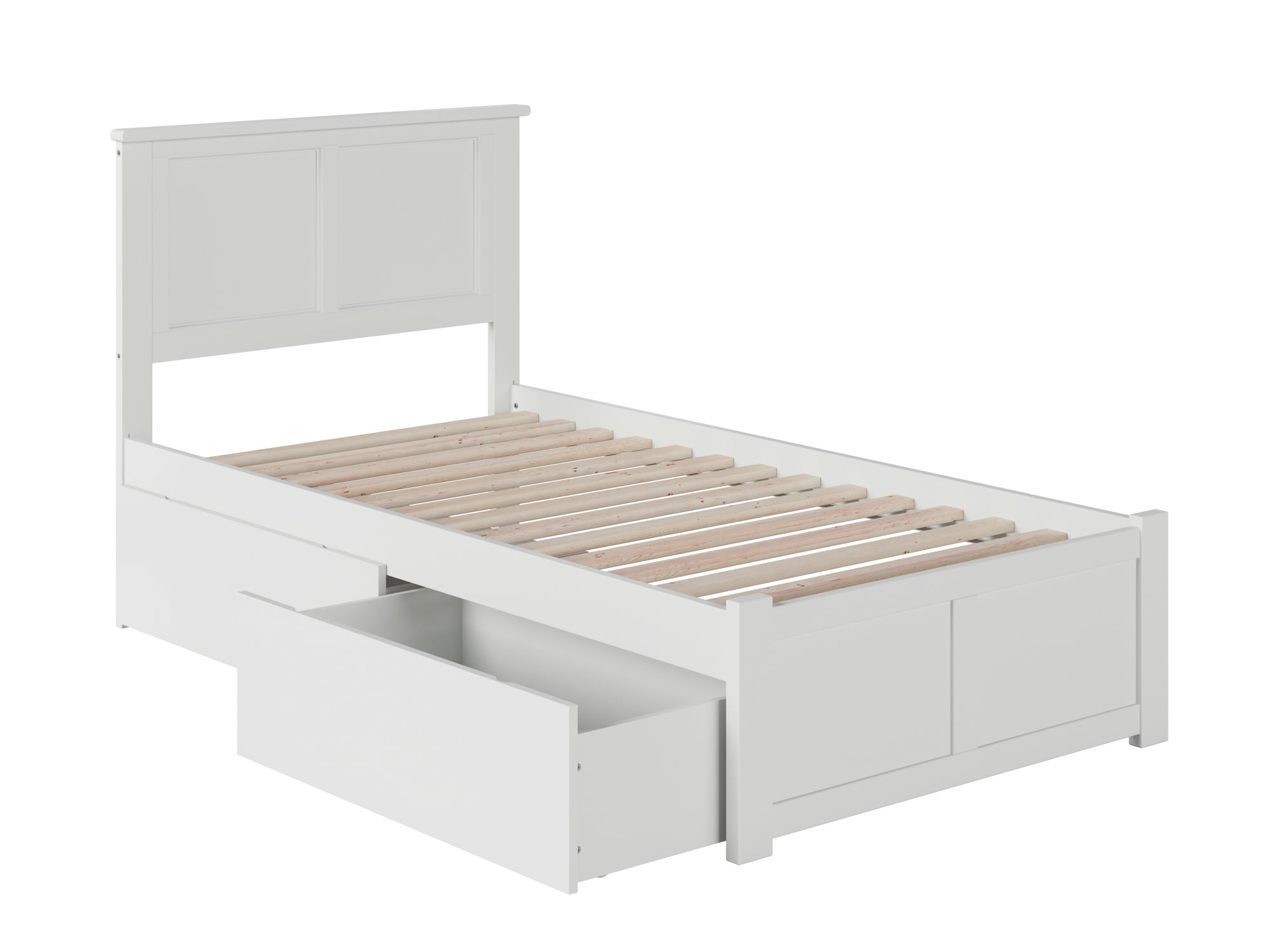 Picture of Atlantic Furniture AR8612112 Madison Flat Panel Foot Board with Urban Bed Drawers, White - Twin Extra Large