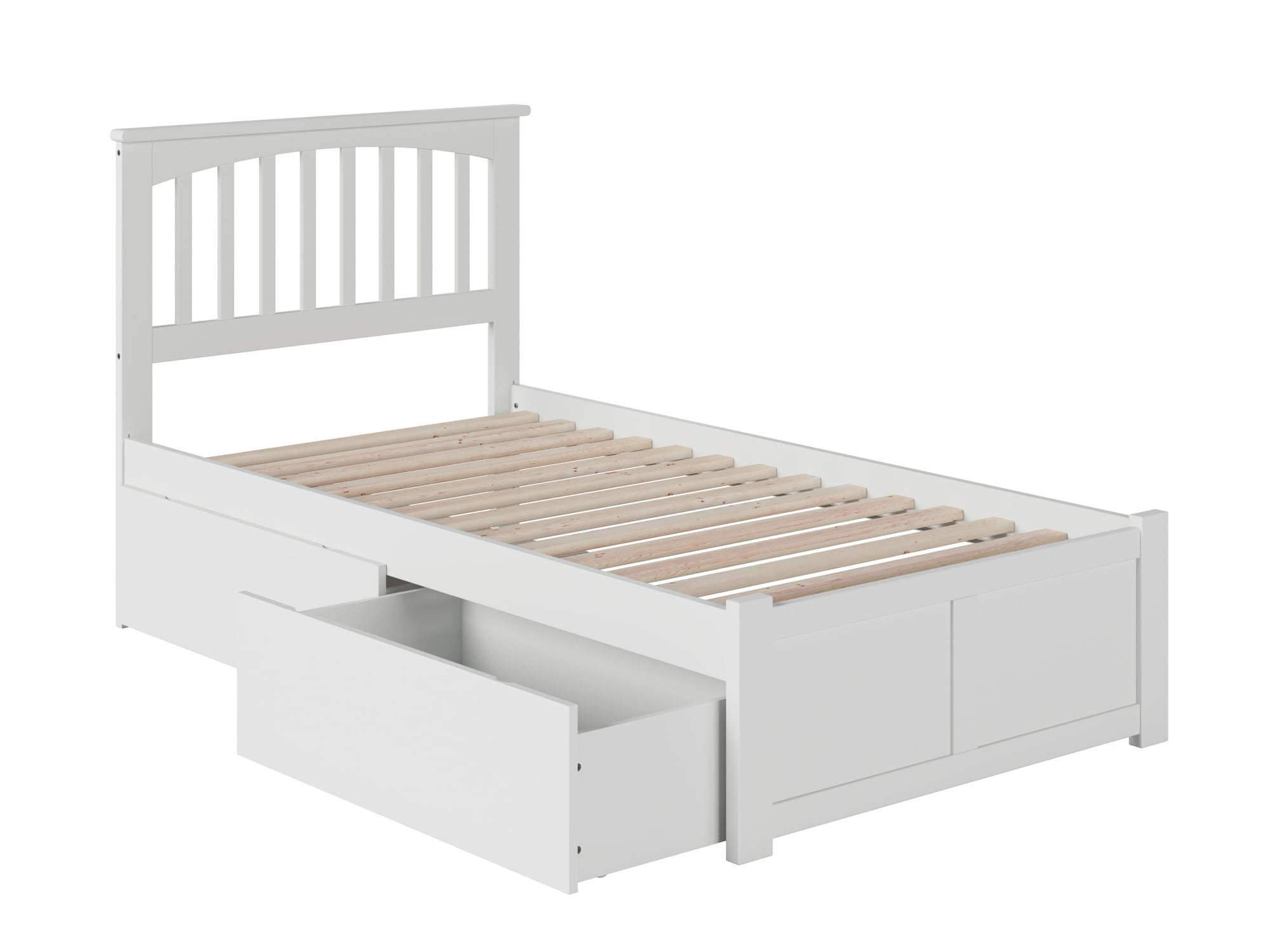 AR8712112 Mission Flat Panel Foot Board with Urban Bed Drawers, White - Twin Extra Large -  Atlantic Furniture