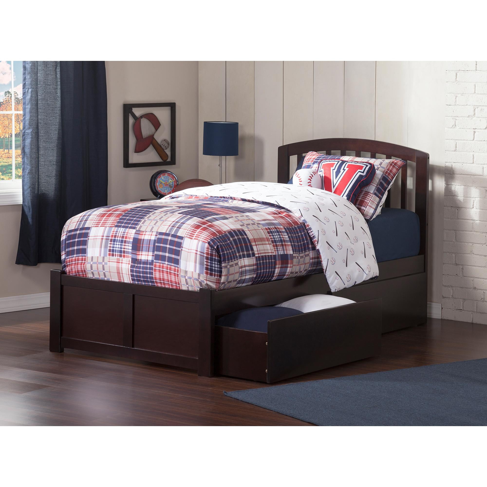 AR8812111 Richmond Flat Panel Foot Board with Urban Bed Drawers, Espresso - Twin Extra Large -  Atlantic Furniture