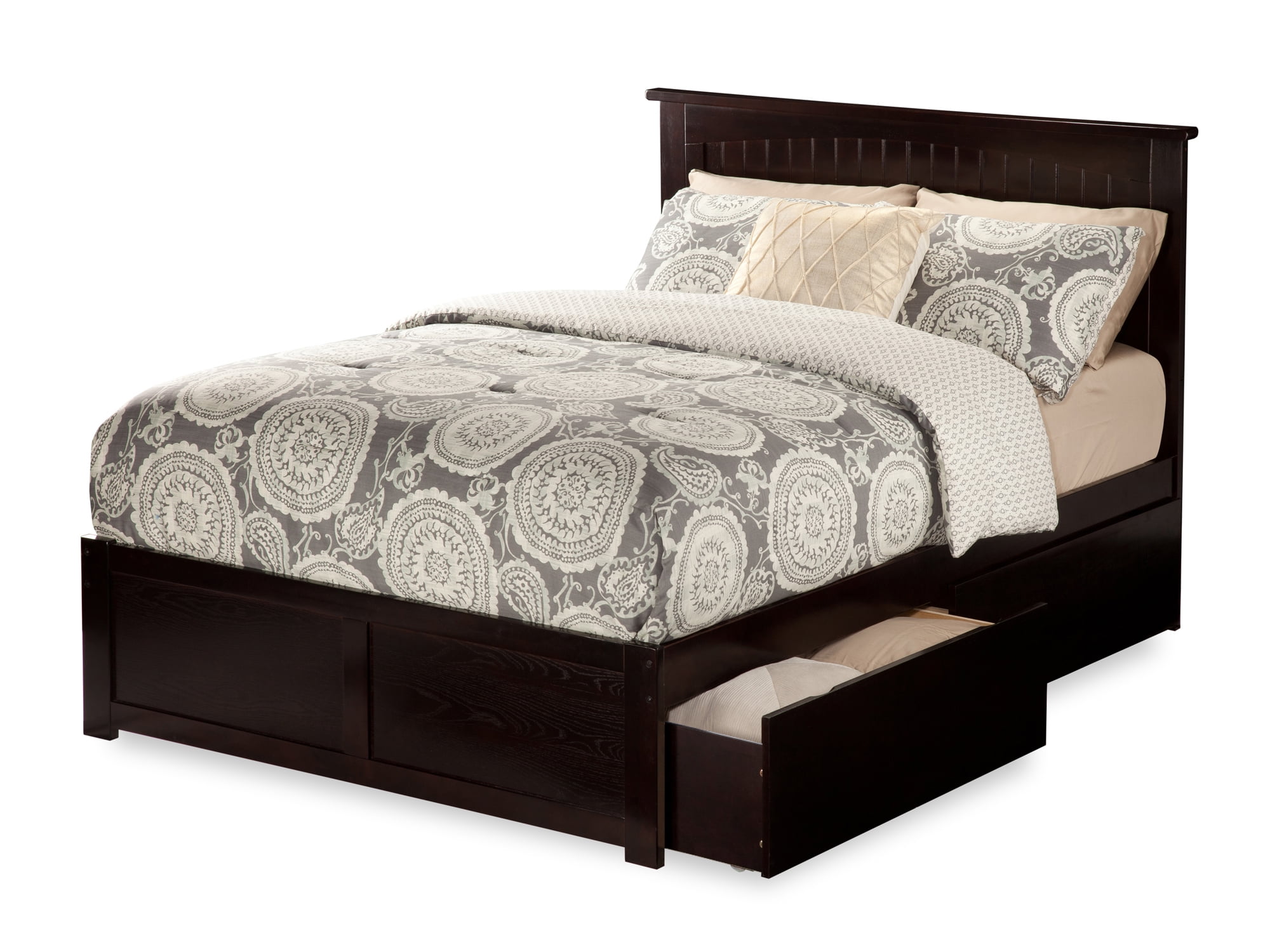 Picture of Atlantic Furniture AR8242111 Nantucket Panel Footboard & Urban Bed Drawers, Espresso - Queen