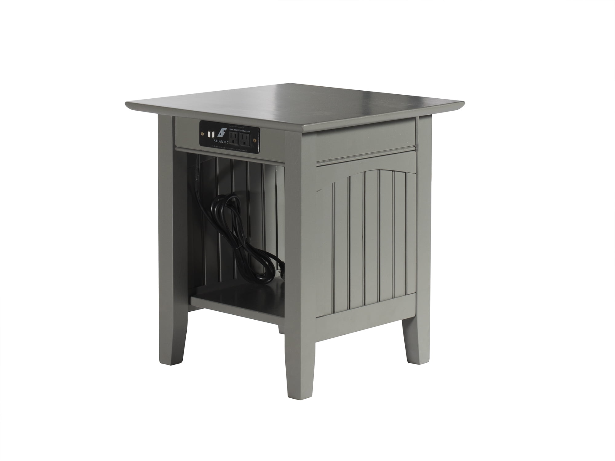 Picture of Atlantic Furniture AH14319 Nantucket End Table with Charger&#44; Grey