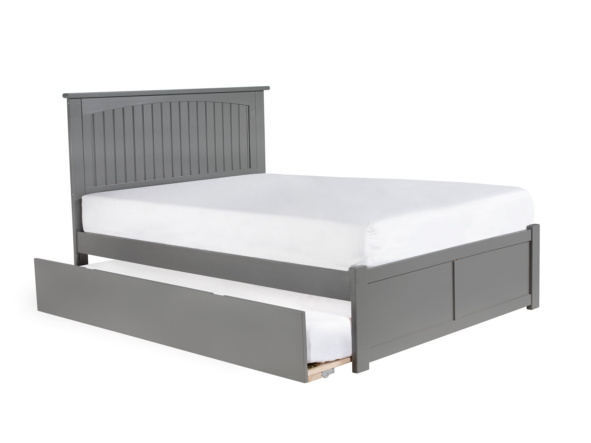 AR8232019 Nantucket Full Platform Bed with Flat Panel Foot Board & Twin Urban Trundle Bed Bed - Grey -  Atlantic Furniture