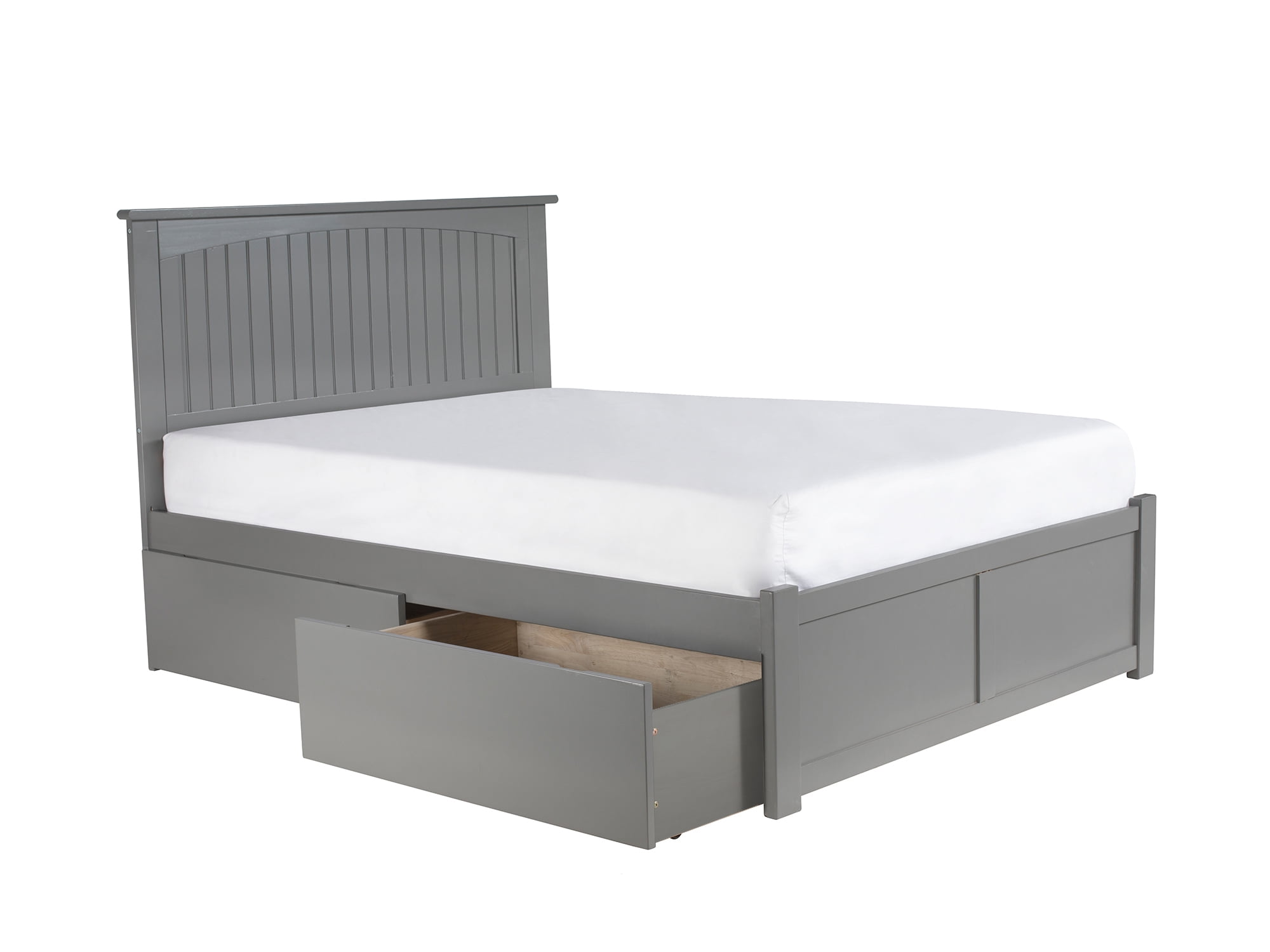 AR8232119 Nantucket Full Platform Bed with Flat Panel Foot Board & 2 Urban Bed Drawers - Grey -  Atlantic Furniture