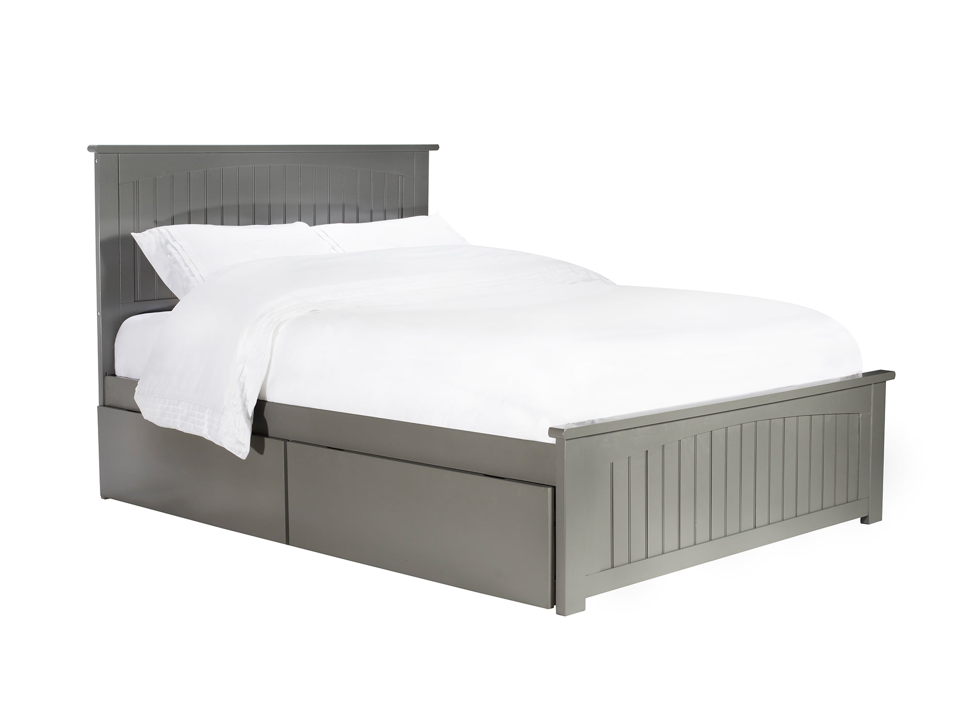 Picture of Atlantic Furniture AR8246119 Nantucket Queen Platform Bed with Matching Foot Board with 2 Urban Bed Drawers - Grey